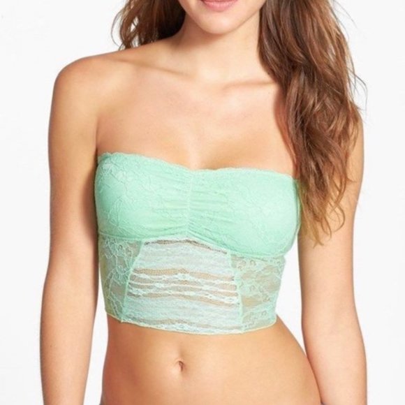 Free People Other - FREE PEOPLE - Intimately FP Galloon Lace Green Scalloped Cropped Bandeau Bra L